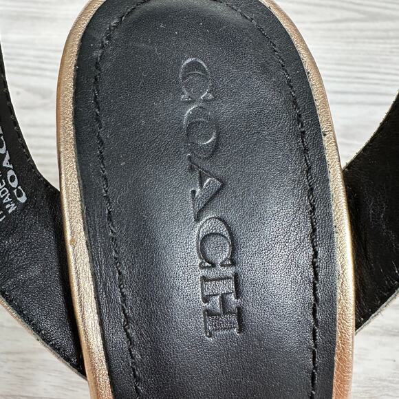 Coach Heels G2000 Prairie Rivets Stiletto Sandal WMNS 10 Black Rose Gold Leather - Picture 11 of 15